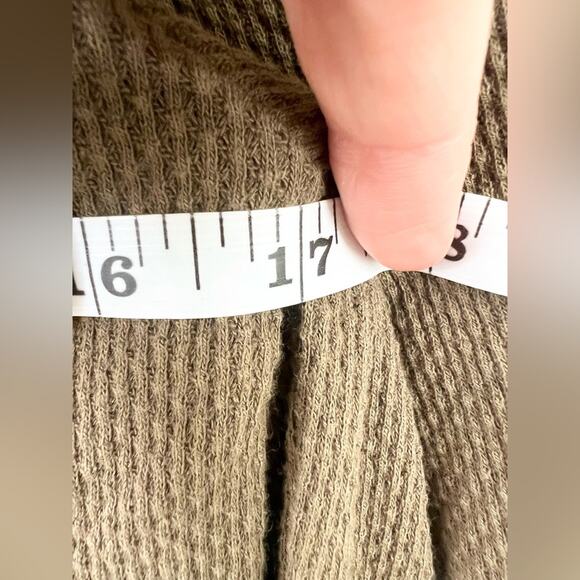 Free People Switch It Up Thermal long sleeve top olive green crochet sleeve boho - Picture 11 of 11